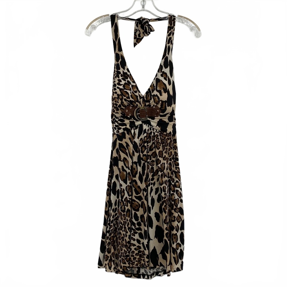 Cache Brown Animal Print Mini Dress | Women’s Size L, Regular